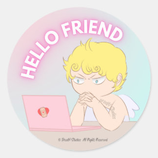hello friend sticker ラウンドシール