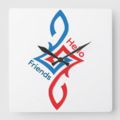 Hello Friends Simple Happy Greeting Design スクエア壁時計 (正面)