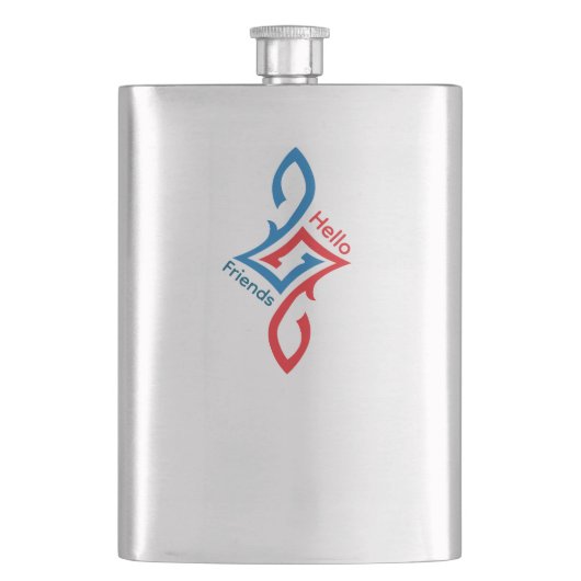 Hello Friends Simple Happy Greeting Design フラスク (正面)