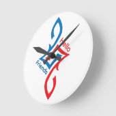 Hello Friends Simple Happy Greeting Design ラウンド壁時計 (傾斜)