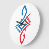 Hello Friends Simple Happy Greeting Design ラージ壁時計 (傾斜)