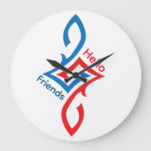 Hello Friends Simple Happy Greeting Design ラージ壁時計 (正面)