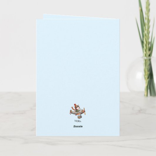 Hello Friendship Whimsical Kid Flying Plane カード (裏面)