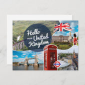 Hello from 統一された Kingdom ポストカード (正面/裏面)