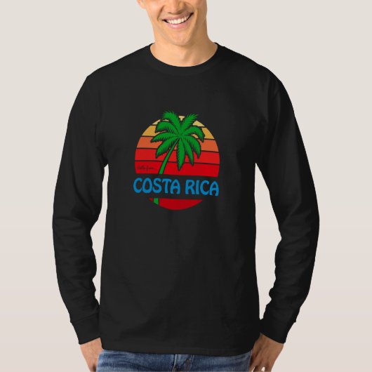 Hello From Costa Rica Palm Tree Beach Tシャツ (正面)