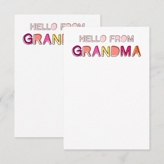 Hello from Grandma Notecards サンキューカード (正面/裏面)