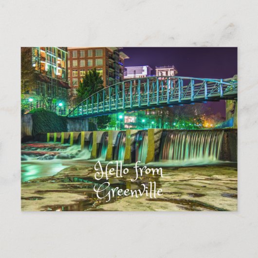 Hello From Greenville, South Carolina Reedy River ポストカード (正面)