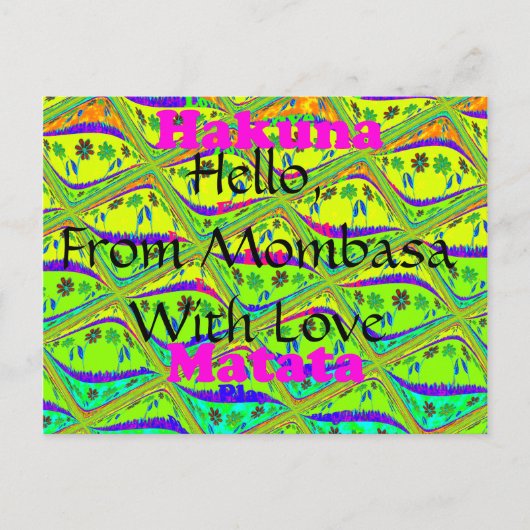 Hello From Mombasa with Love Hakuna Matata postcar ポストカード (正面)