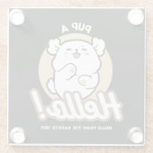 Hello from the Barked Side - Cute Dog Design ガラスコースター (裏面)