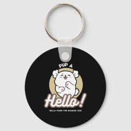 Hello from the Barked Side - Cute Dog Design キーホルダー