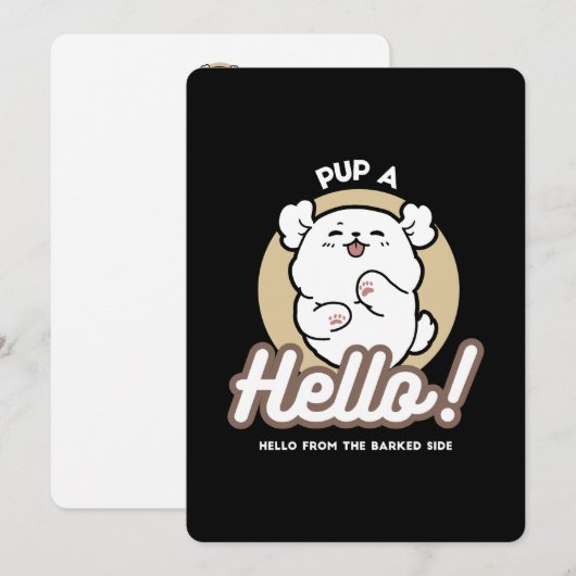 Hello from the Barked Side - Cute Dog Design シーズンカード (正面/裏面)