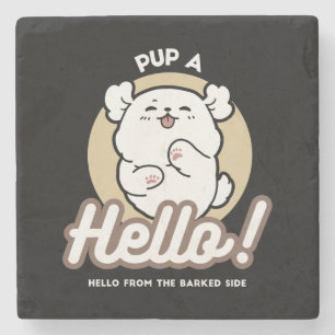 Hello from the Barked Side - Cute Dog Design ストーンコースター