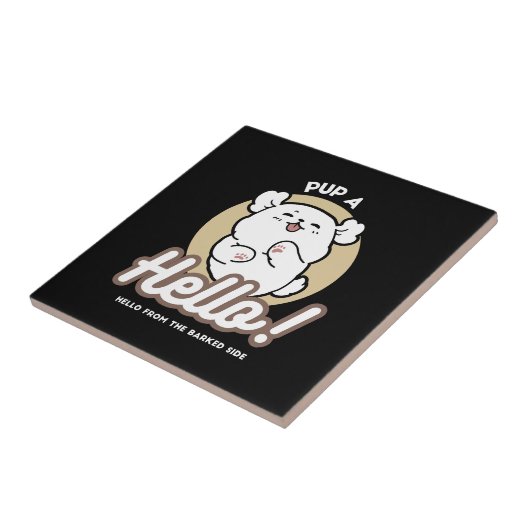 Hello from the Barked Side - Cute Dog Design タイル (側面)