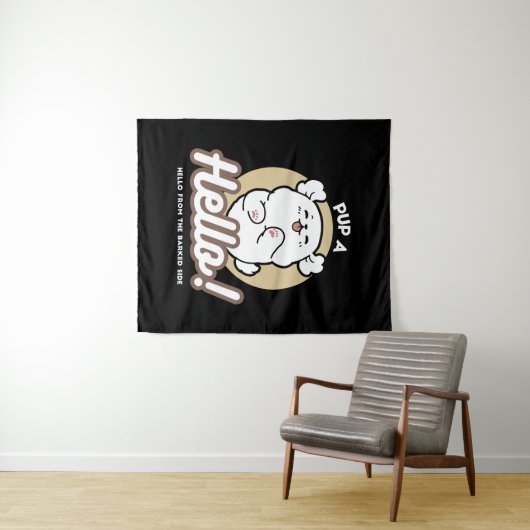 Hello from the Barked Side - Cute Dog Design タペストリー (インサイチュ(横))