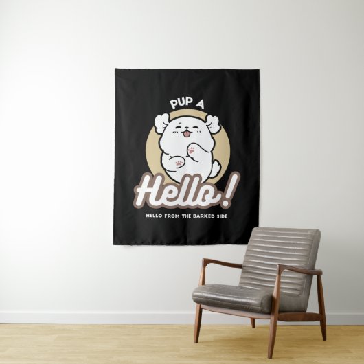 Hello from the Barked Side - Cute Dog Design タペストリー (インサイチュ)
