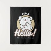 Hello from the Barked Side - Cute Dog Design タペストリー (正面)