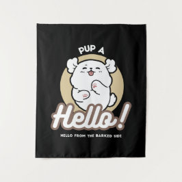 Hello from the Barked Side - Cute Dog Design タペストリー