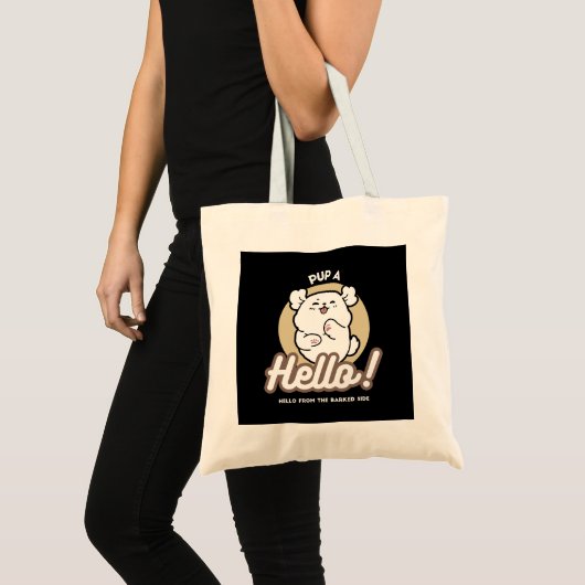 Hello from the Barked Side - Cute Dog Design トートバッグ (正面(商品))