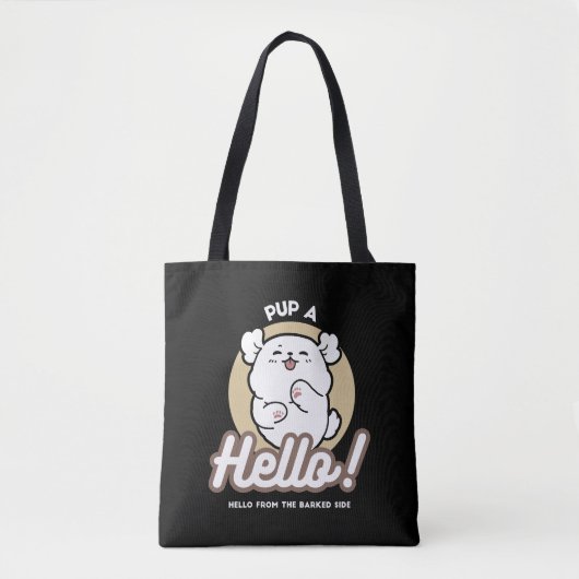 Hello from the Barked Side - Cute Dog Design トートバッグ (正面)