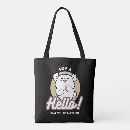 Hello from the Barked Side - Cute Dog Design トートバッグ (裏面)