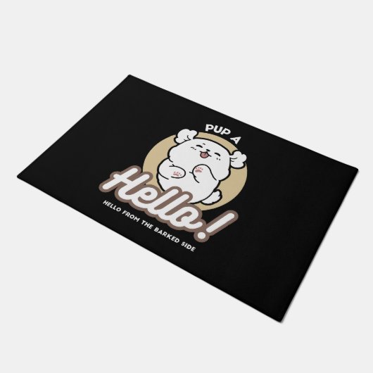 Hello from the Barked Side - Cute Dog Design ドアマット (アングル)