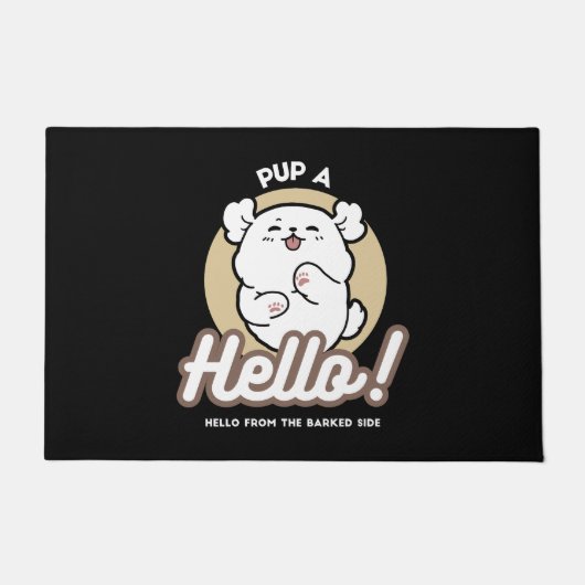 Hello from the Barked Side - Cute Dog Design ドアマット (正面)