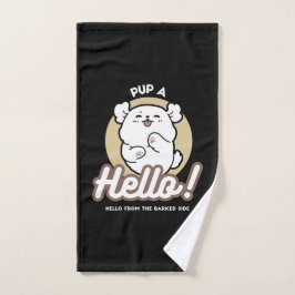 Hello from the Barked Side - Cute Dog Design ハンドタオル