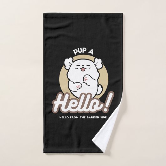 Hello from the Barked Side - Cute Dog Design ハンドタオル (ハンドタオル)