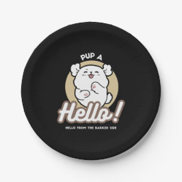 Hello from the Barked Side - Cute Dog Design ペーパープレート