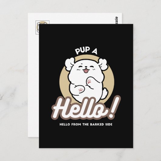 Hello from the Barked Side - Cute Dog Design ポストカード (正面/裏面)