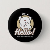 Hello from the Barked Side - Cute Dog Design 缶バッジ (正面)