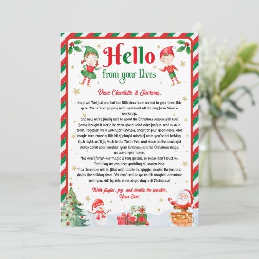 Hello From Your Elves Christmas Arrival Letter  招待状 (スタンド正面)