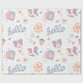 Hello! Girl things pattern ラッピングペーパー