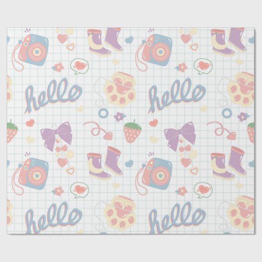 Hello! Girl things pattern ラッピングペーパー (フラット)