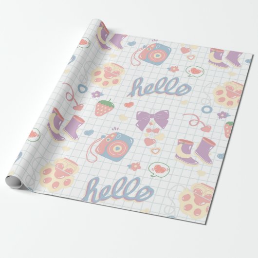 Hello! Girl things pattern ラッピングペーパー (アンロールド)