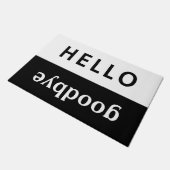 hello goodbyeブラック&ホワイト ドアマット (アングル)