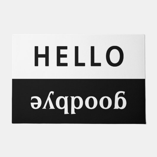 hello goodbyeブラック&ホワイト ドアマット (正面)