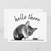 Hello & Goodbye猫とネズミのかわいいおもしろい猫 ポストカード (正面/裏面)