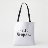 Hello Gorgeous Bold Black & Script Tote Bag トートバッグ (正面)