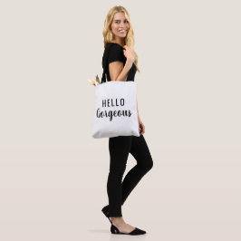 Hello Gorgeous Bold Black & Script Tote Bag トートバッグ