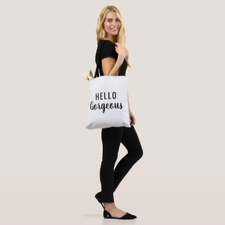 Hello Gorgeous Bold Black & Script Tote Bag トートバッグ