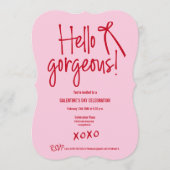 Hello Gorgeous bow Galentine’s Day Red and Pink  招待状 (正面)