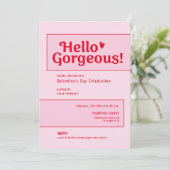 Hello Gorgeous Galentine’s Day Pink Red playful 招待状 (スタンド正面)