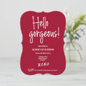 Hello gorgeous Galentine's Day xoxo Red custom 招待状 (スタンド正面)