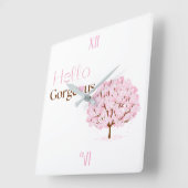 Hello Gorgeous, Pink Blossom Tree スクエア壁時計 (傾斜)