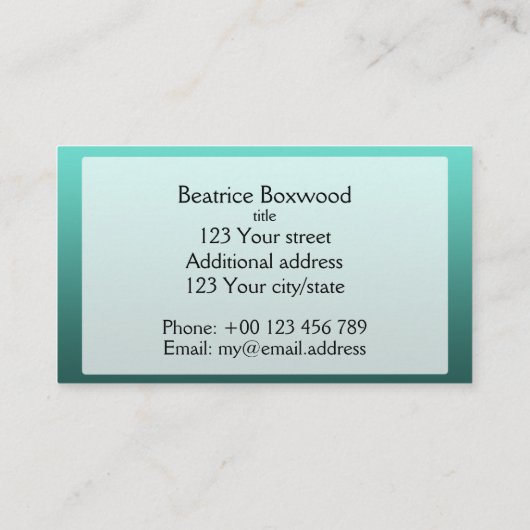 Hello Gradient Oneカラーティール(緑がかった色)とカスタム文字 名刺 (裏面)