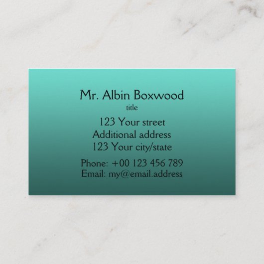 Hello Gradient Oneカラーティール(緑がかった色)とカスタム文字 名刺 (裏面)