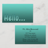 Hello Gradient Oneカラーティール(緑がかった色)とカスタム文字 名刺 (正面/裏面)