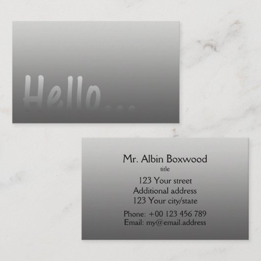 Hello Gradient One Color Silver (文字付き) 名刺 (正面/裏面)