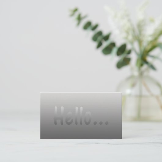 Hello Gradient One Color Silver (文字付き) 名刺 (スタンド正面)